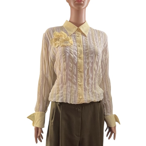 Clothing Company by Notations Vintage Long Sleeve Button Up, Yellow White | XL - Picture 13 of 16